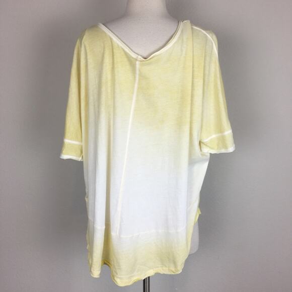 We the Free Yellow White Dip Dye Boxy Short Sleeve Tee Medium - Picture 7 of 7